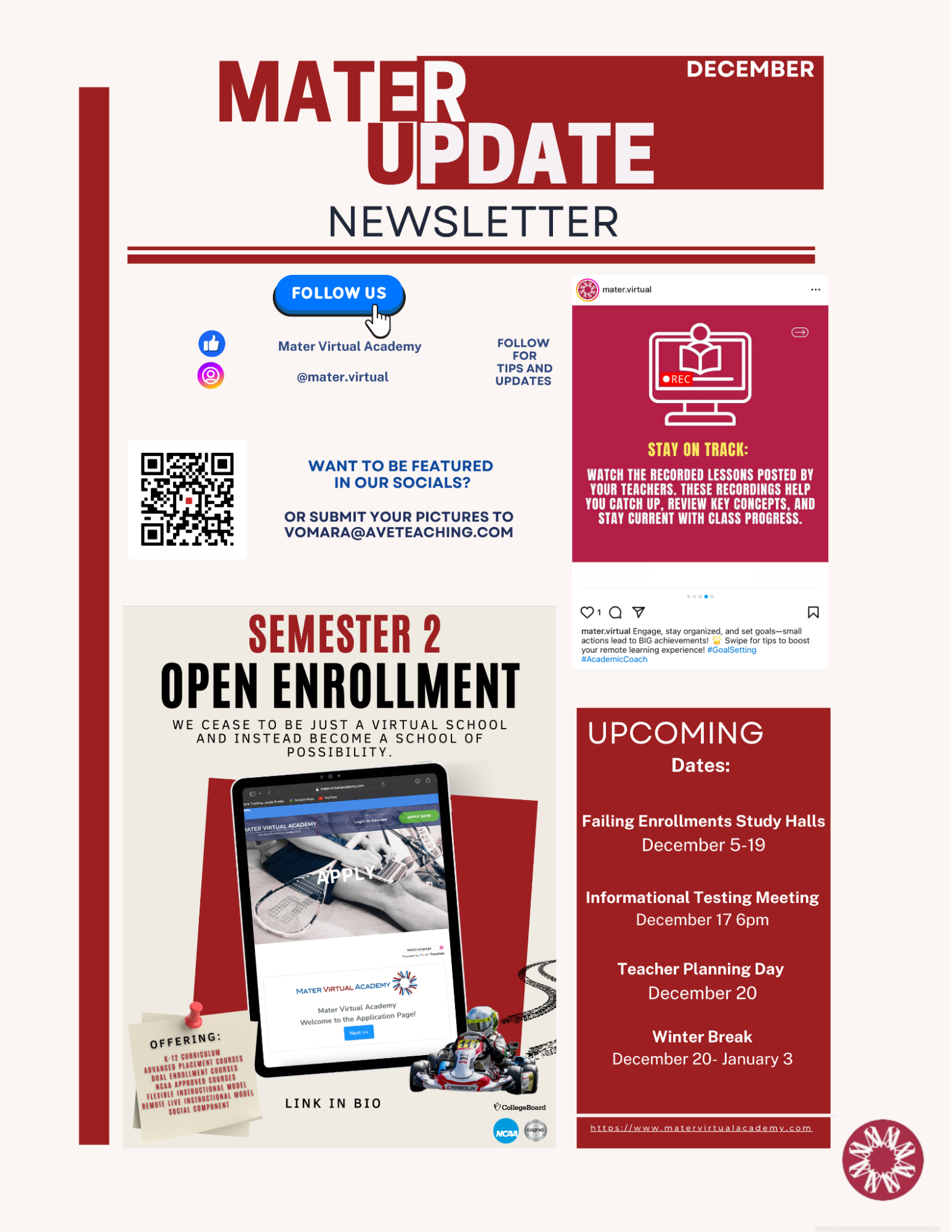 Mater virtual December newsletter